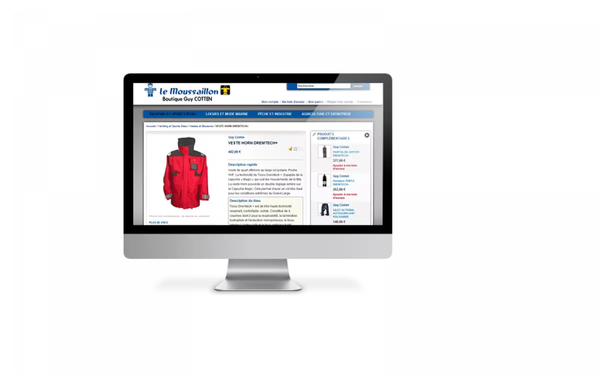 Site de vente en ligne, Le Moussaillon avec Magento, solution e-commerce